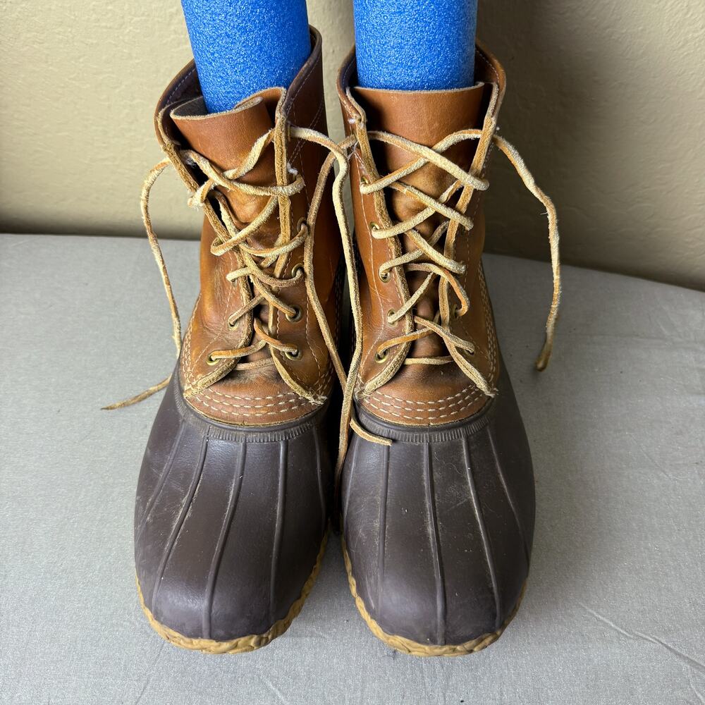L.L.Bean Bean Boots Men’s 8M Brown Leather Rubber Duck Boots Lace Up